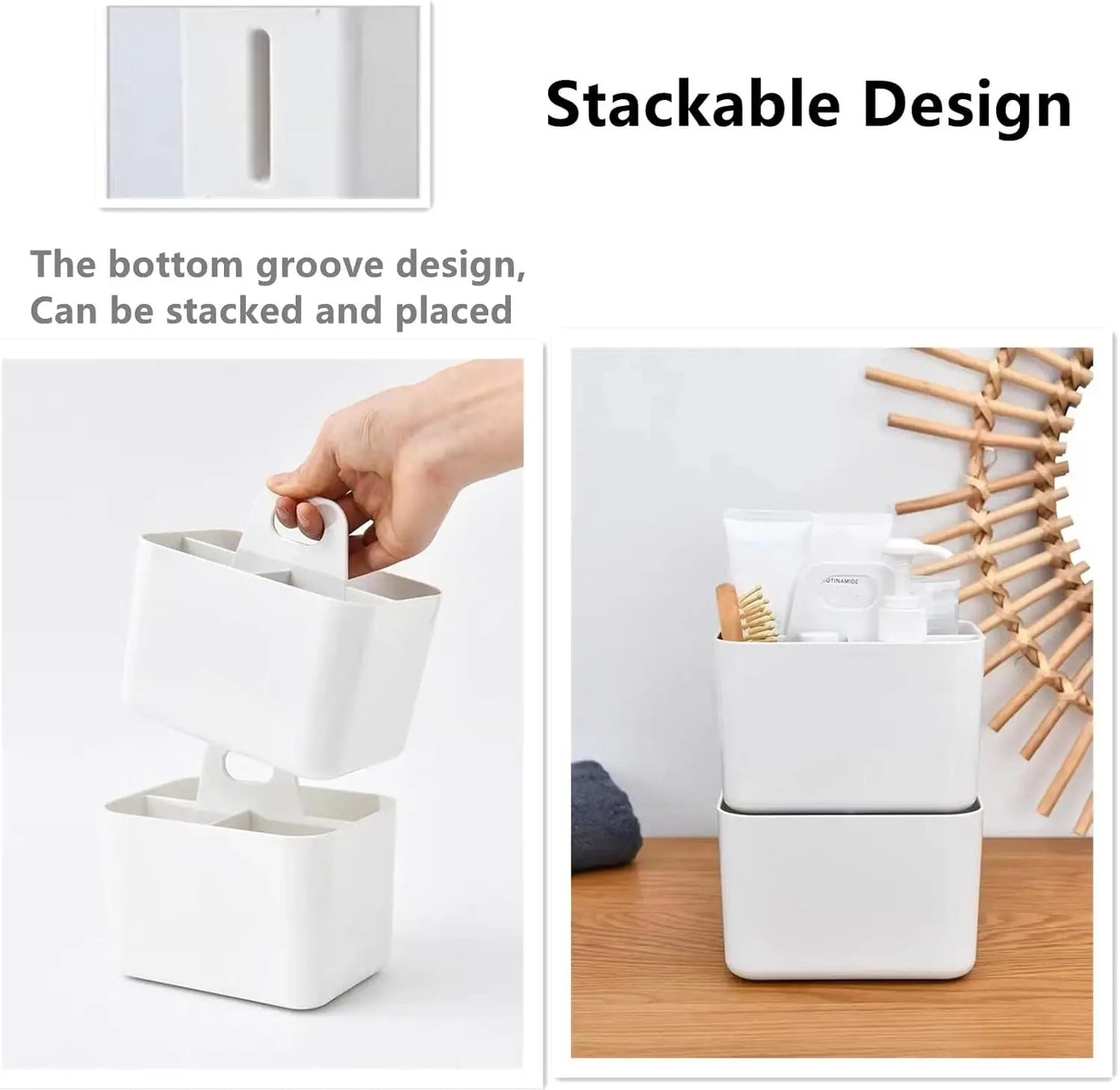 Portable Shower Caddy With Handle Stackable Five Compartments Organizer