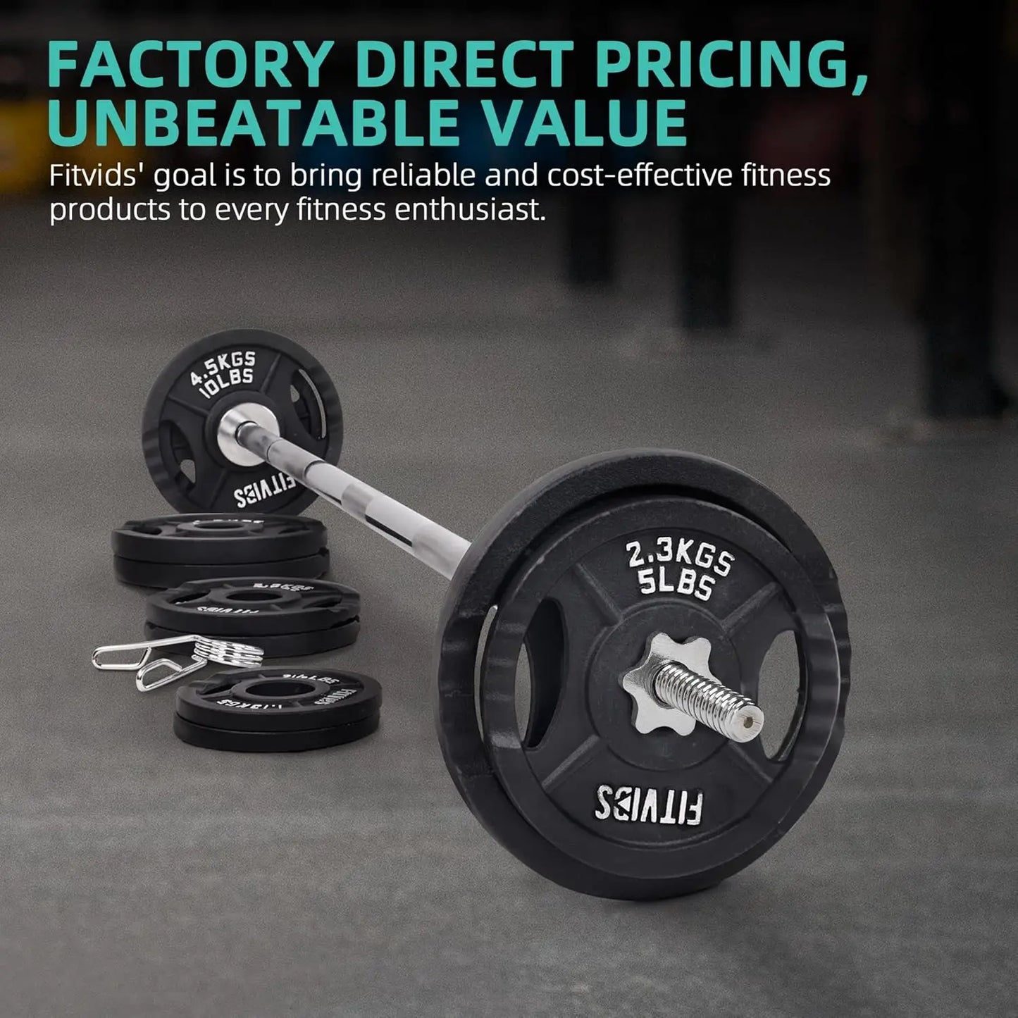 Cast Iron Weight Set With Durable Barbell Bar And Plates