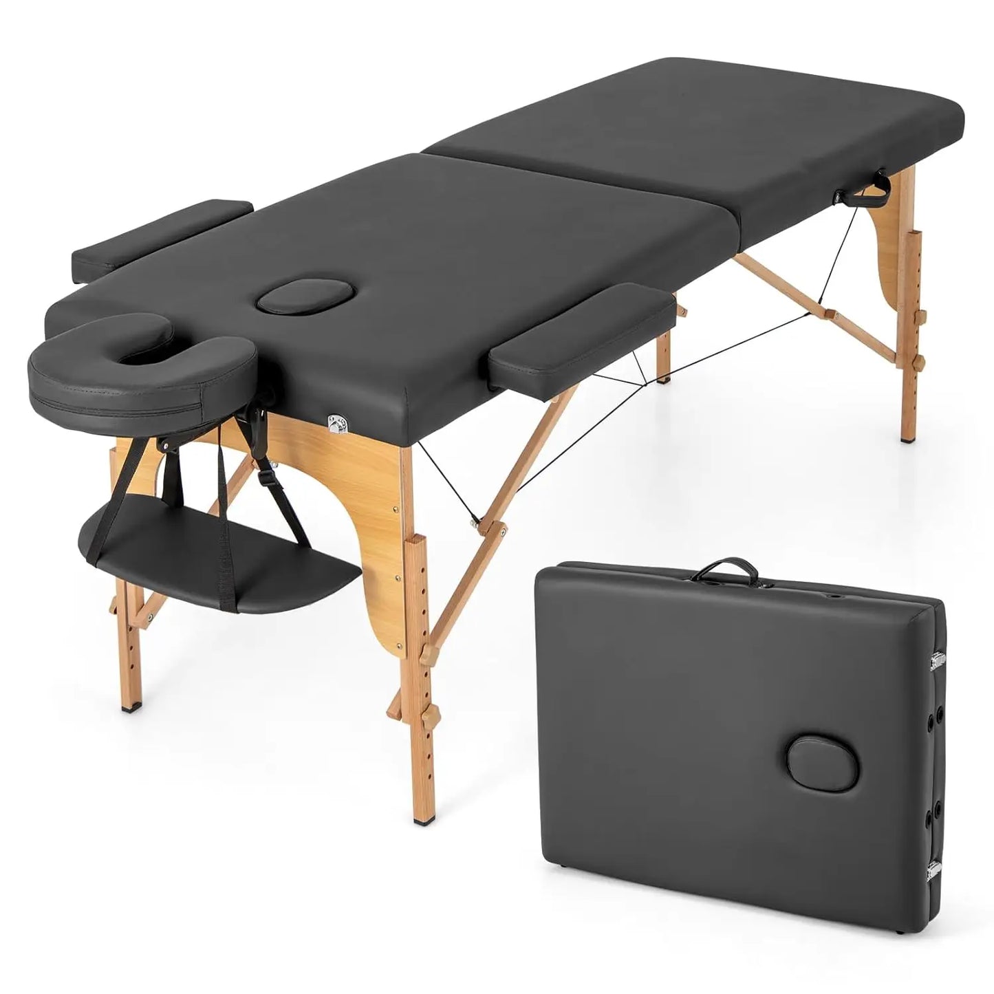 Portable Massage Table With Carrying Case TwoSection Salon Spa Bed