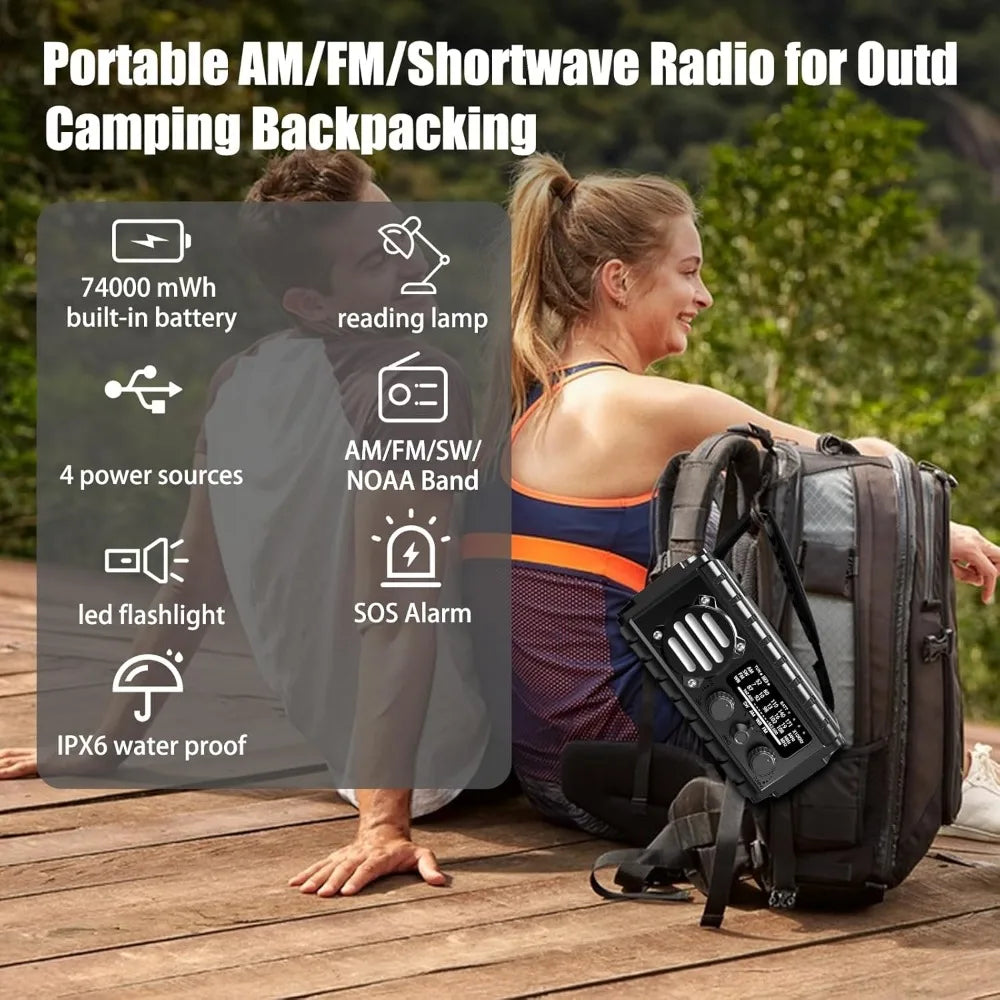 Emergency Solar Hand Crank Radio With 20000mAh Battery And NOAA Weather