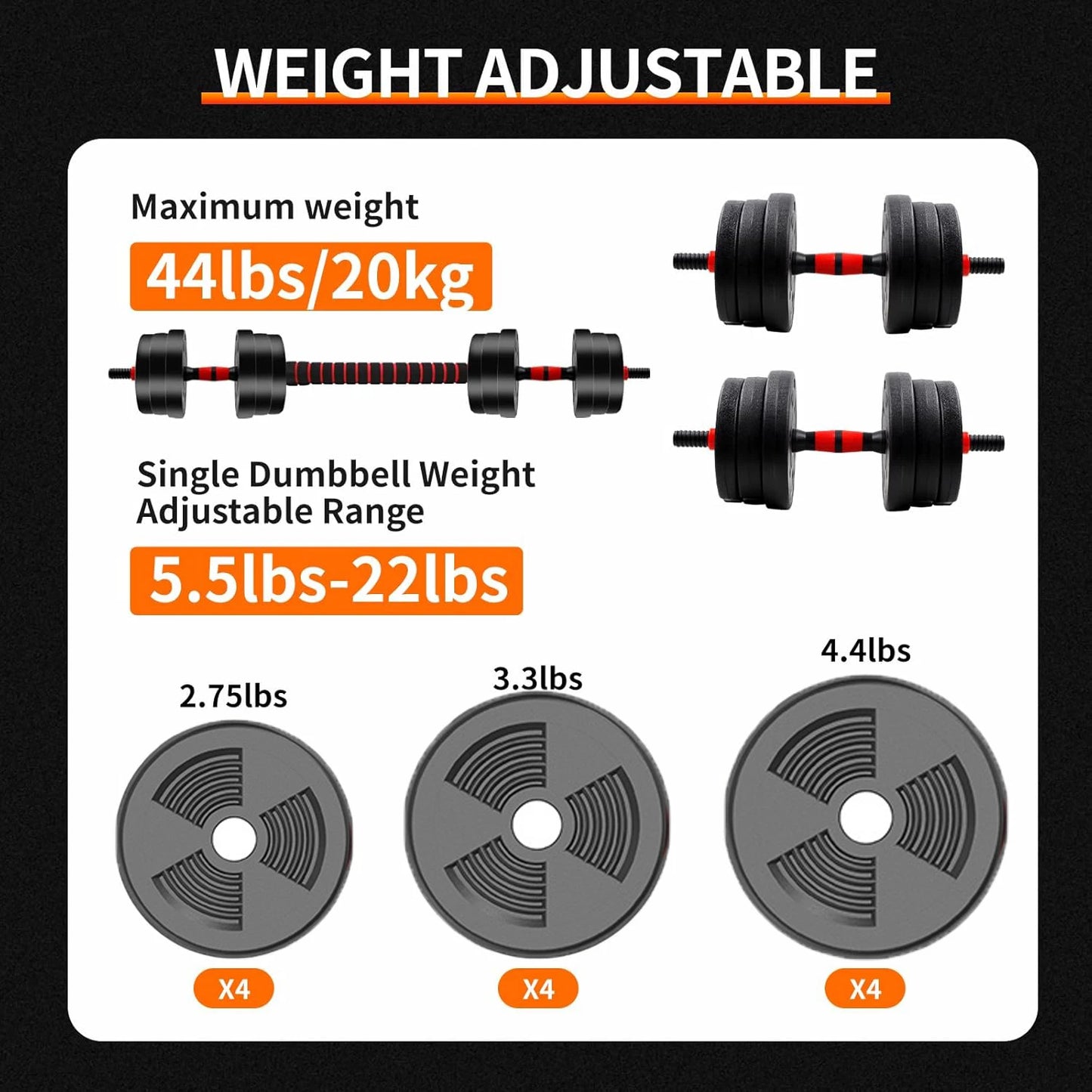 Adjustable Dumbbell to Barbell Set With Anti Slip Grip Home Gym