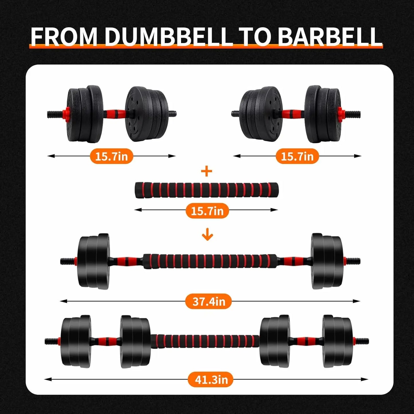 Adjustable Dumbbell to Barbell Set With Anti Slip Grip Home Gym
