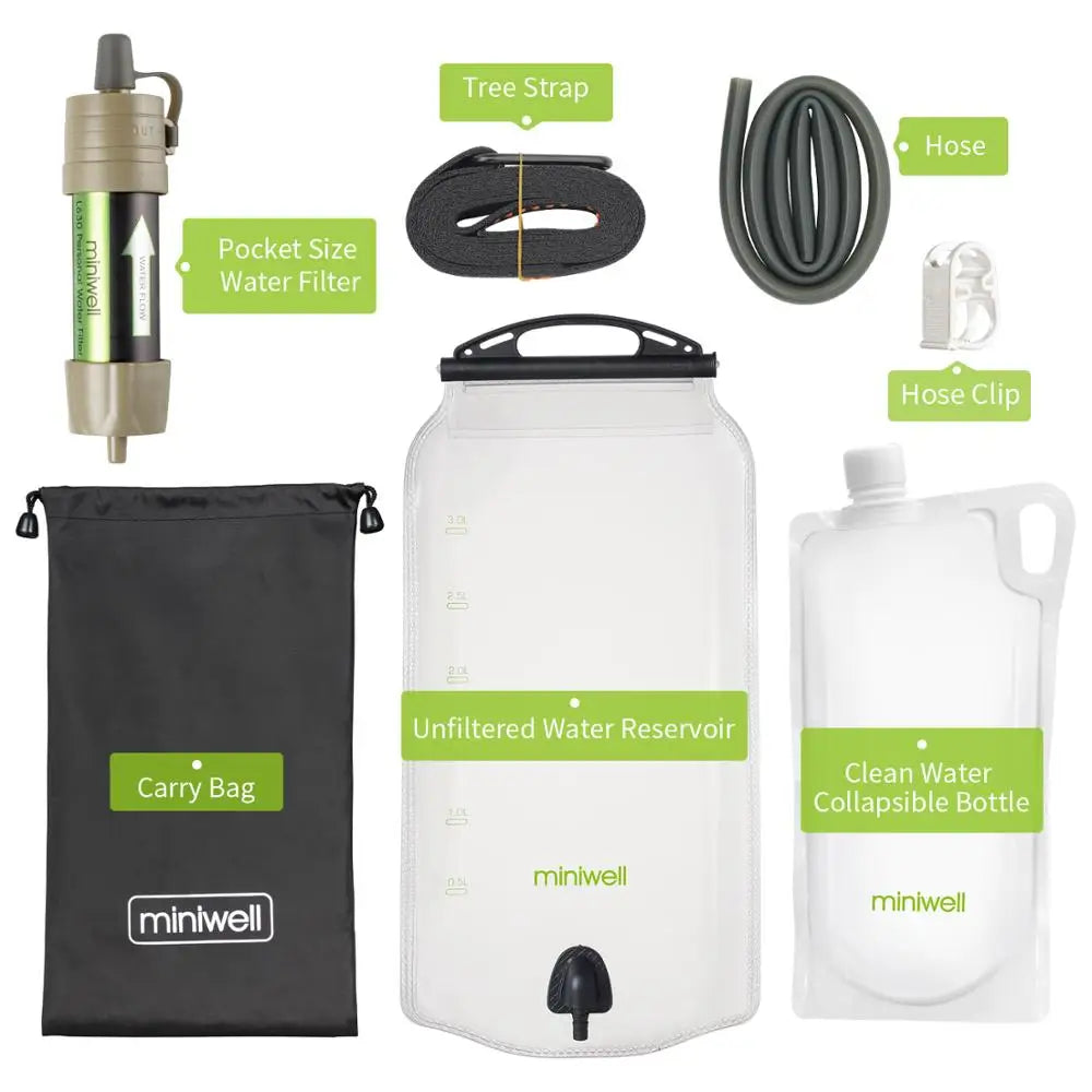 Miniwell Outdoor Gravity Water Filter System For Hiking And Travel