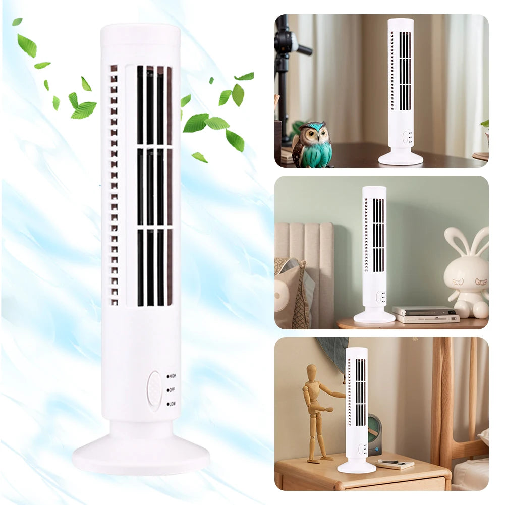 Alloet Bladeless Tower Fan USB Desk 90-Degree Oscillating Light