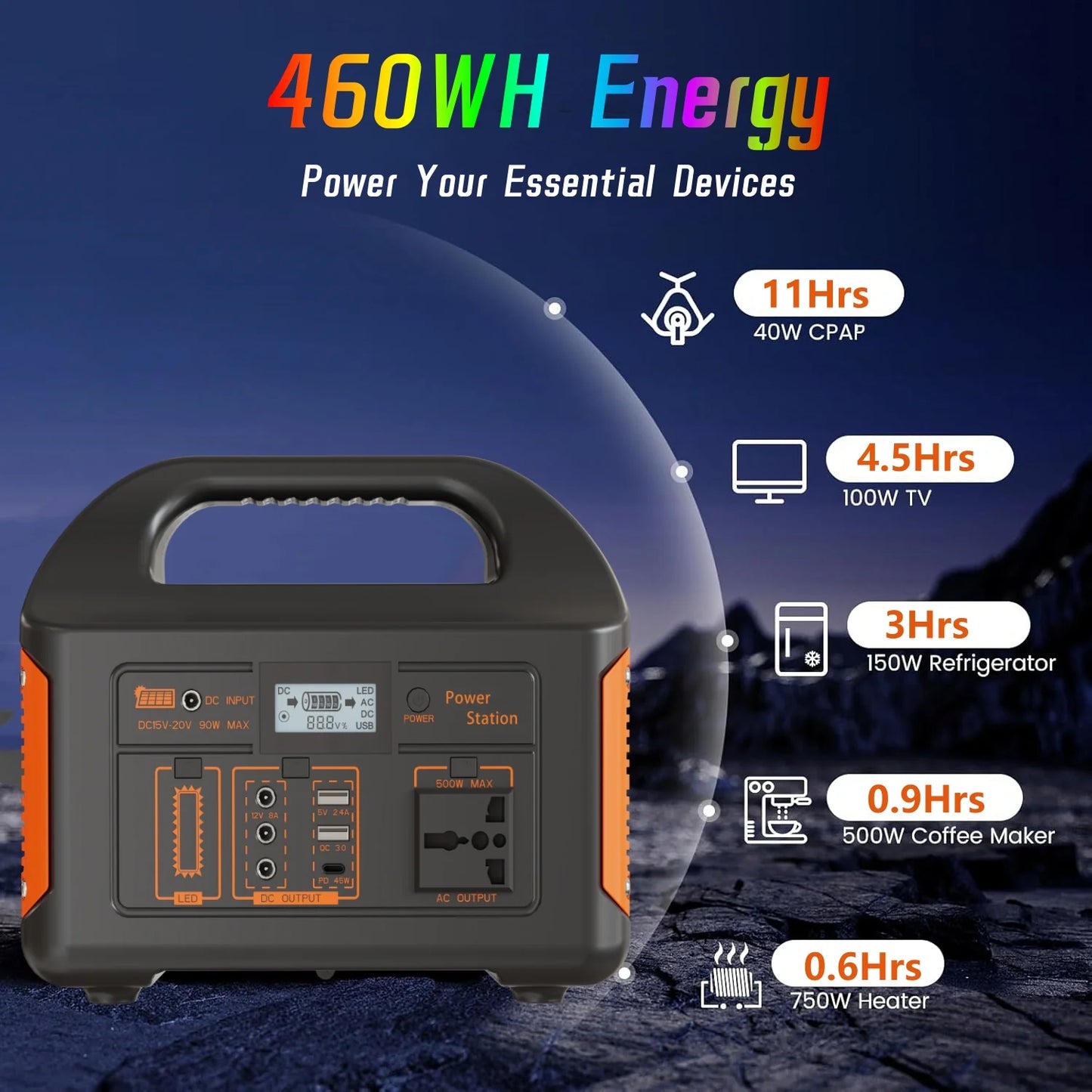 jsdsolar 300W 500W Portable Solar Power Station Generator 110V220V LED Light Emergency Solar Power Bank for Home Outdoor Camping