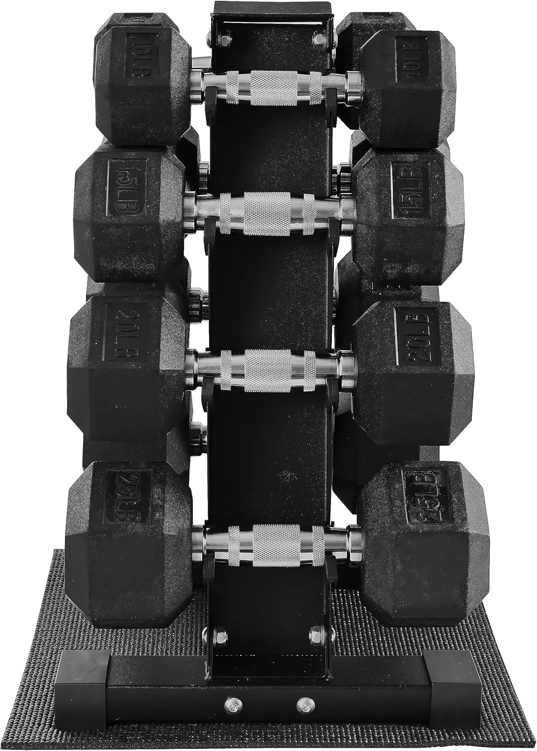 Rubber Hex Dumbbell Set With Storage Rack For Home Gym