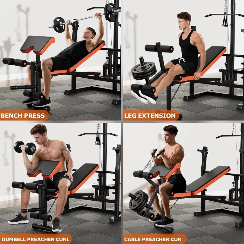 Fostoy 9-in-1 Adjustable Weight Bench with Lat Pulldown