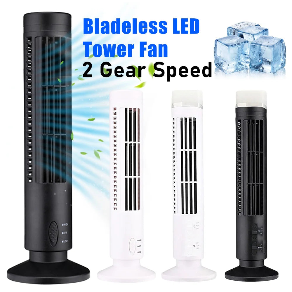 Alloet Bladeless Tower Fan USB Desk 90-Degree Oscillating Light