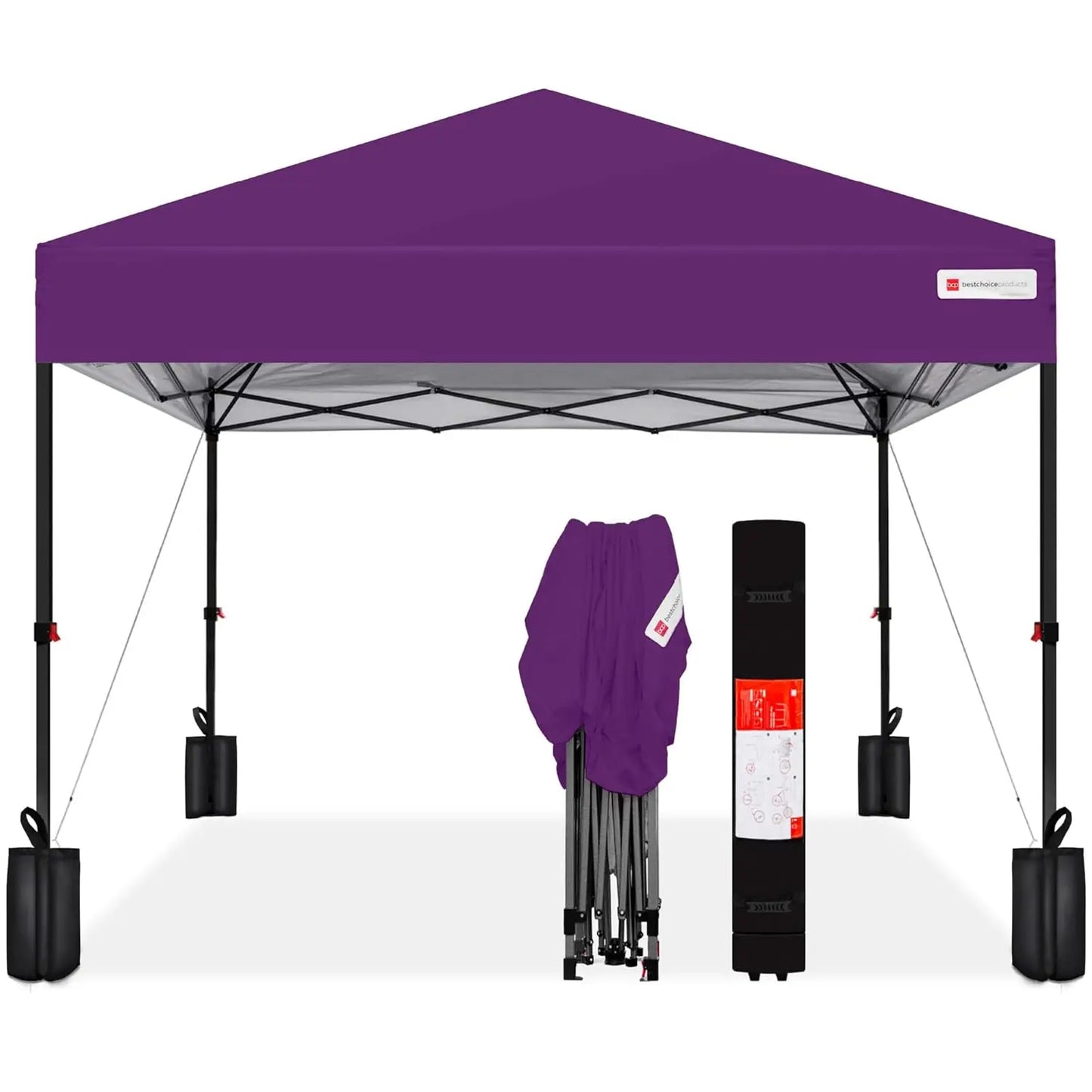 10x10ft 1-Person Setup Pop Up Canopy Tent Instant Portable Shelter w/ 1-Button Push, Case, 4 Weight Bags - Gray, Customized