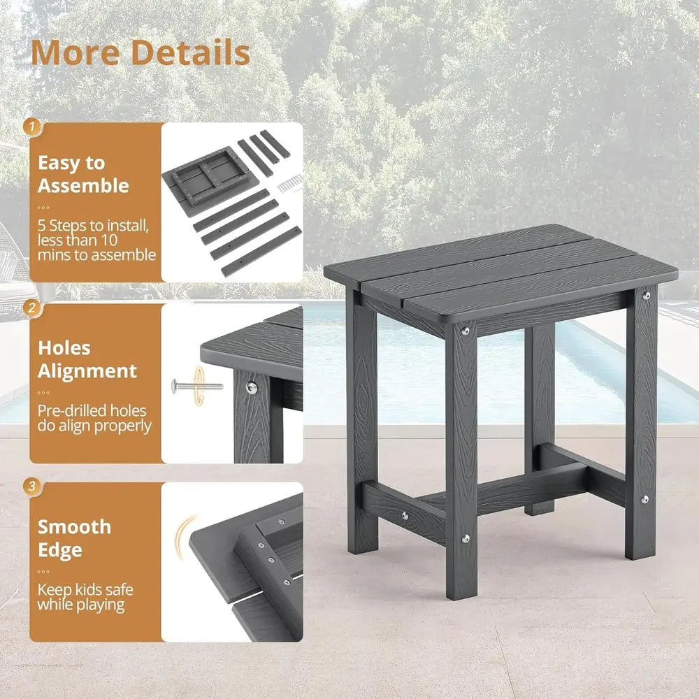 Outdoor 3-Piece HDPS Rocking Chair Set With Table