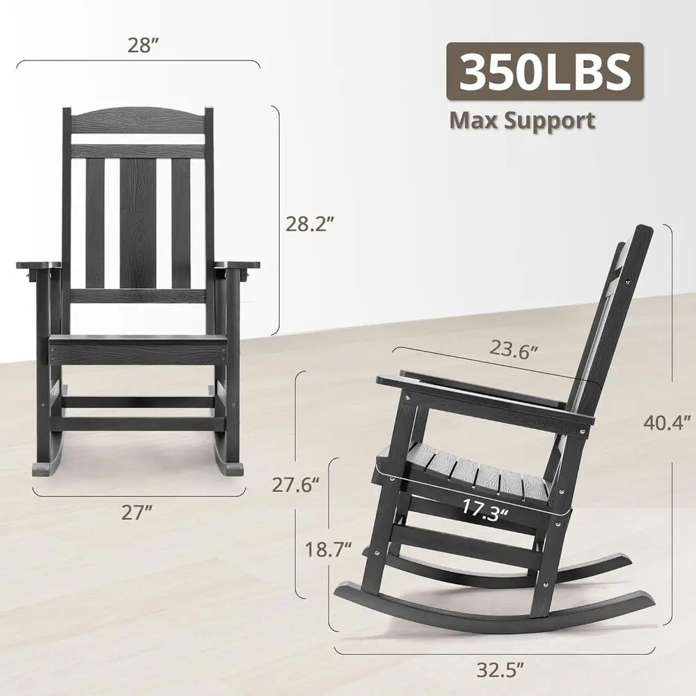 Outdoor 3-Piece HDPS Rocking Chair Set With Table