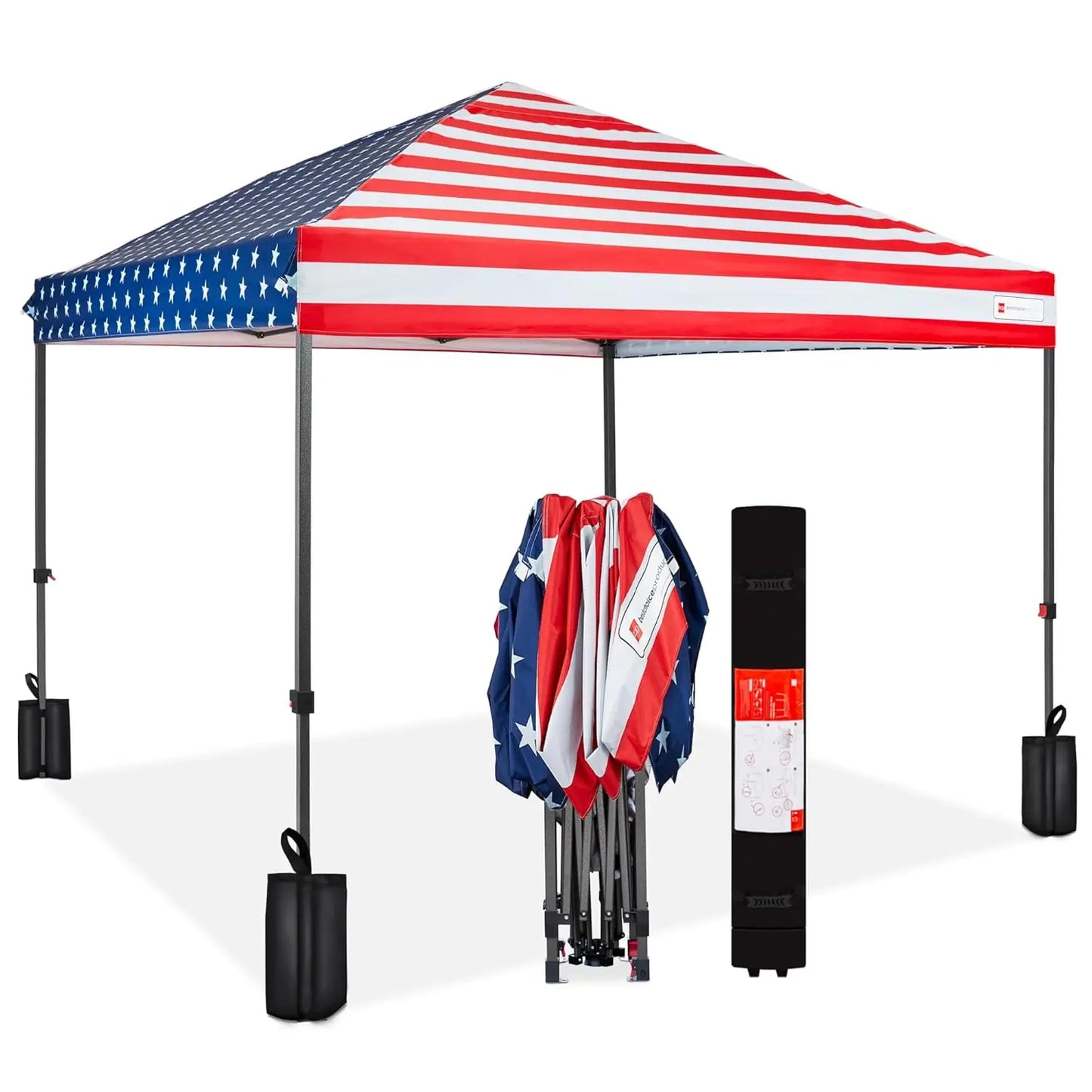 10x10ft 1-Person Setup Pop Up Canopy Tent Instant Portable Shelter w/ 1-Button Push, Case, 4 Weight Bags - Gray, Customized