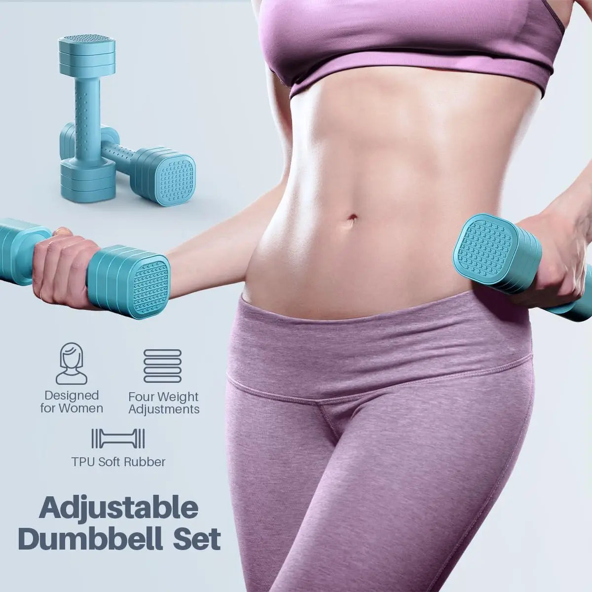 Adjustable Dumbbell Set For Women 4-In-1 With Soft Rubber Handle