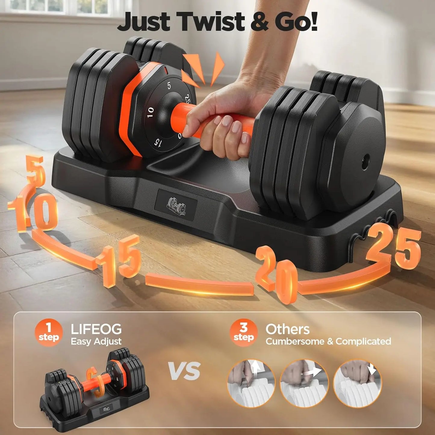 Adjustable Dumbbell Set With Storage Box For Home Gym