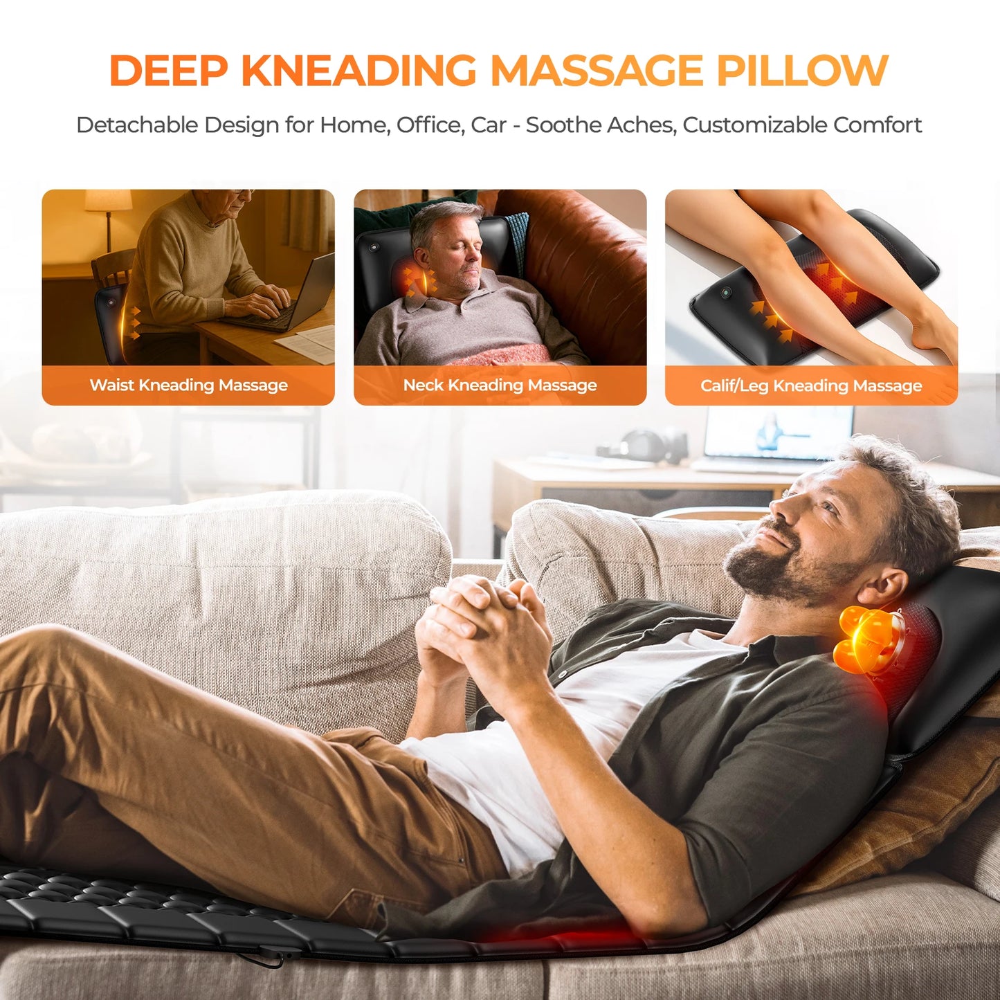 HIMOUTA Shiatsu Massage Mat With Heat And Detachable Pad