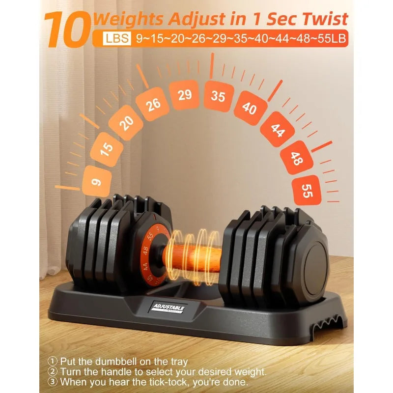 Upgrade Adjustable Dumbbell Set with Rapid Switch for Home Workouts