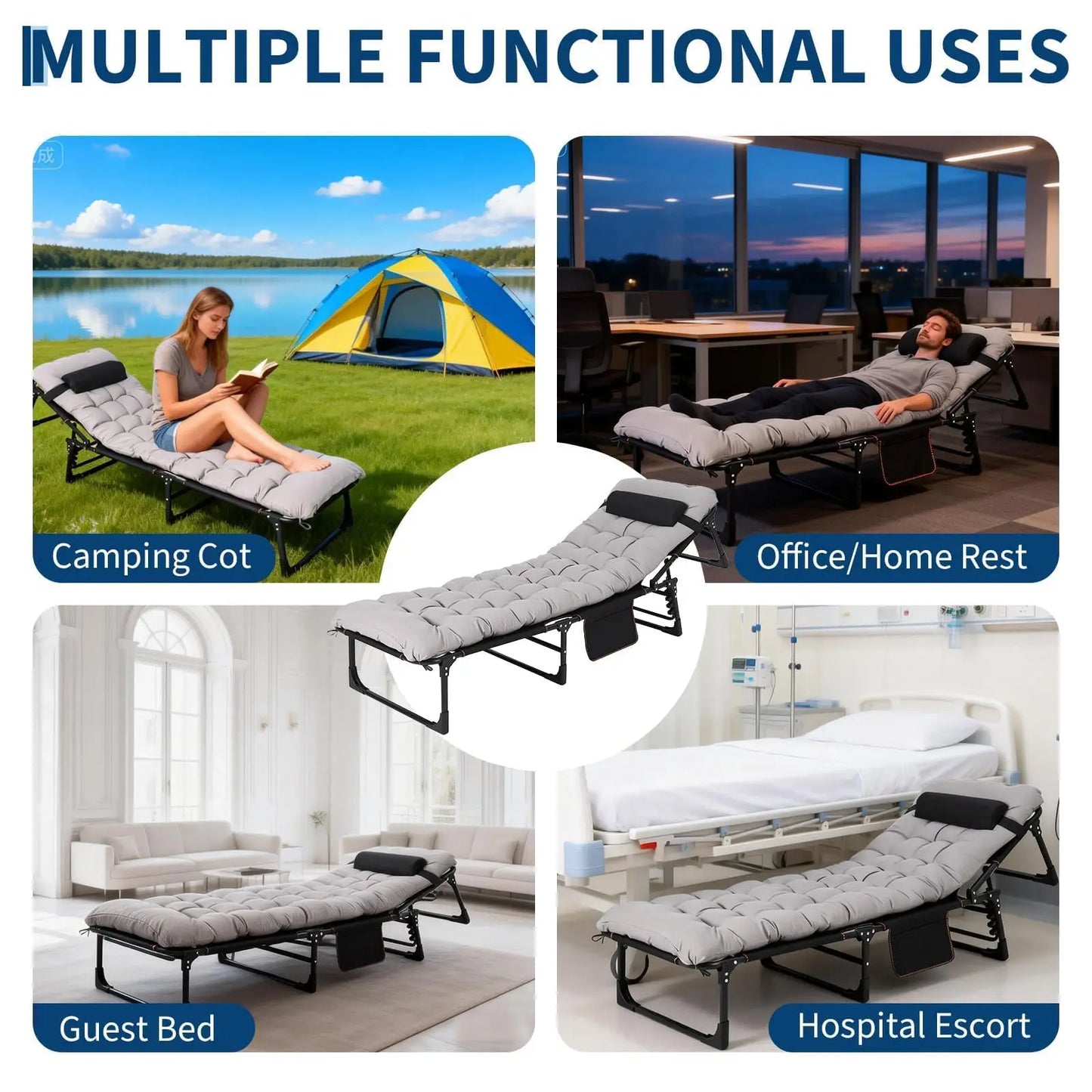Portable Camping Cot For Adults With Folding Removable Mattress