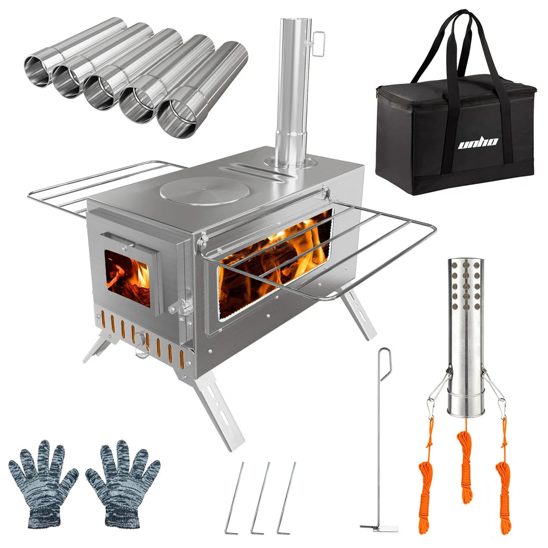 Wood Burning Portable Stove With Stainless Chimney Pipes