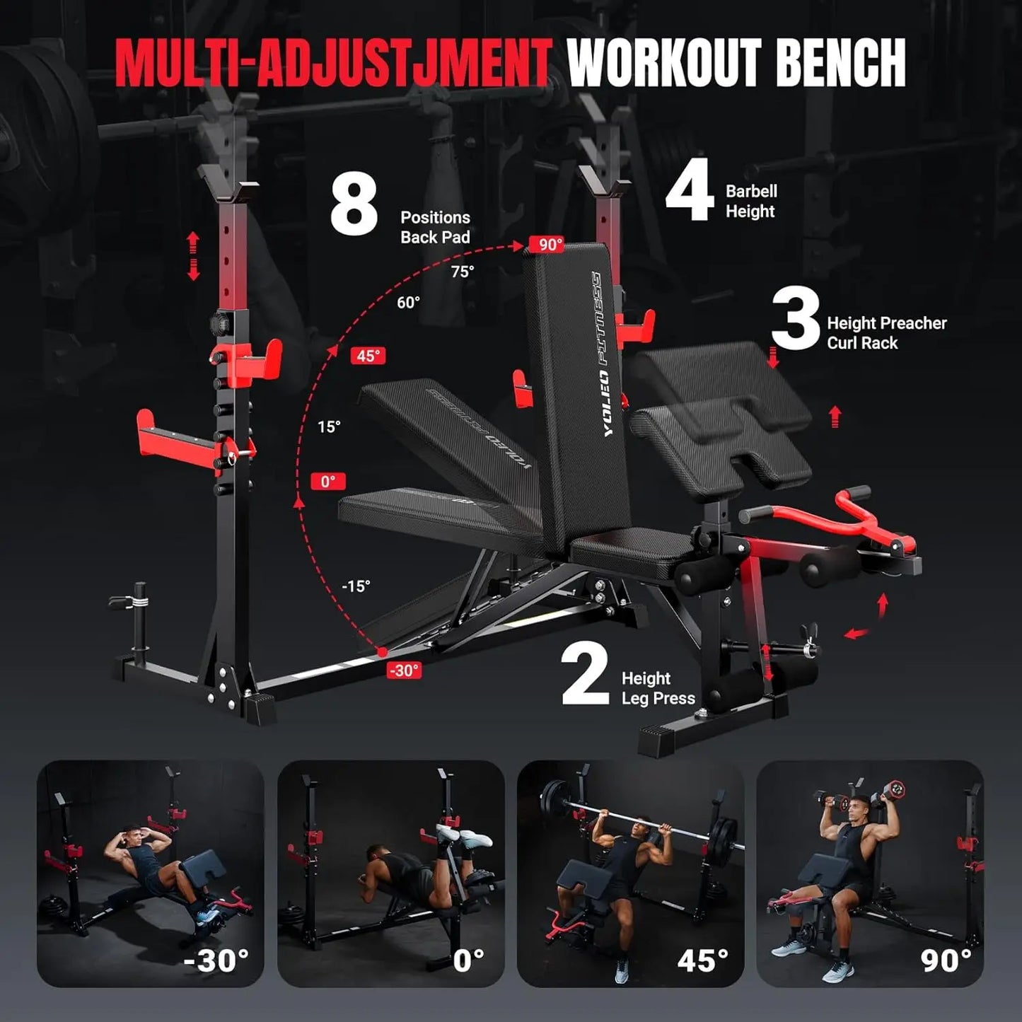 Versatile Weight Bench with Rack for Full Body Workouts and Strength Training