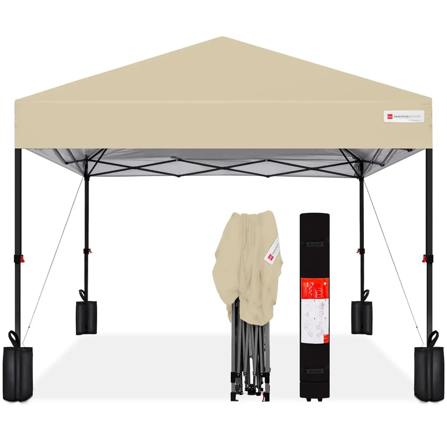 10x10ft 1-Person Setup Pop Up Canopy Tent Instant Portable Shelter w/ 1-Button Push, Case, 4 Weight Bags - Gray, Customized