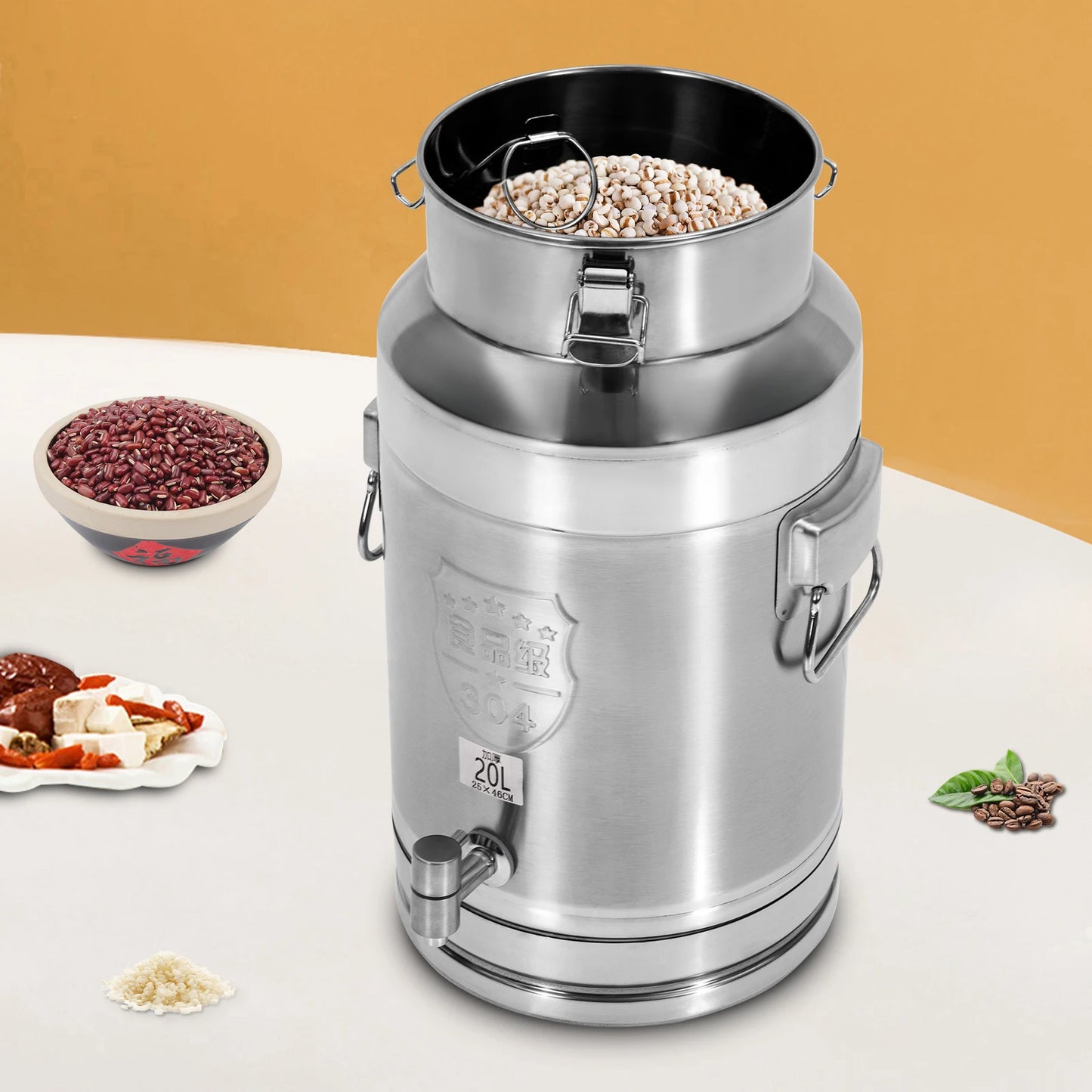 5.28 Gallon Backpack Drink Dispenser, Food-Grade Stainless Steel, Leak-Proof, Portable with Handles, Ideal for Beverages, Oil,