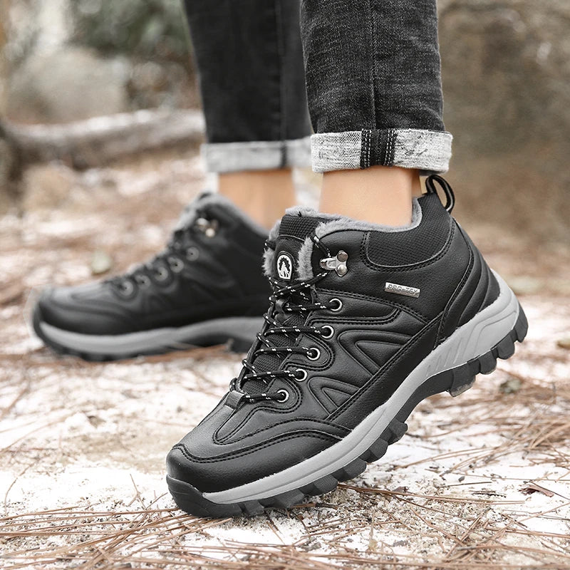 SENLONGBAOCN Winter Mens Boots Warm Snow Leather Waterproof