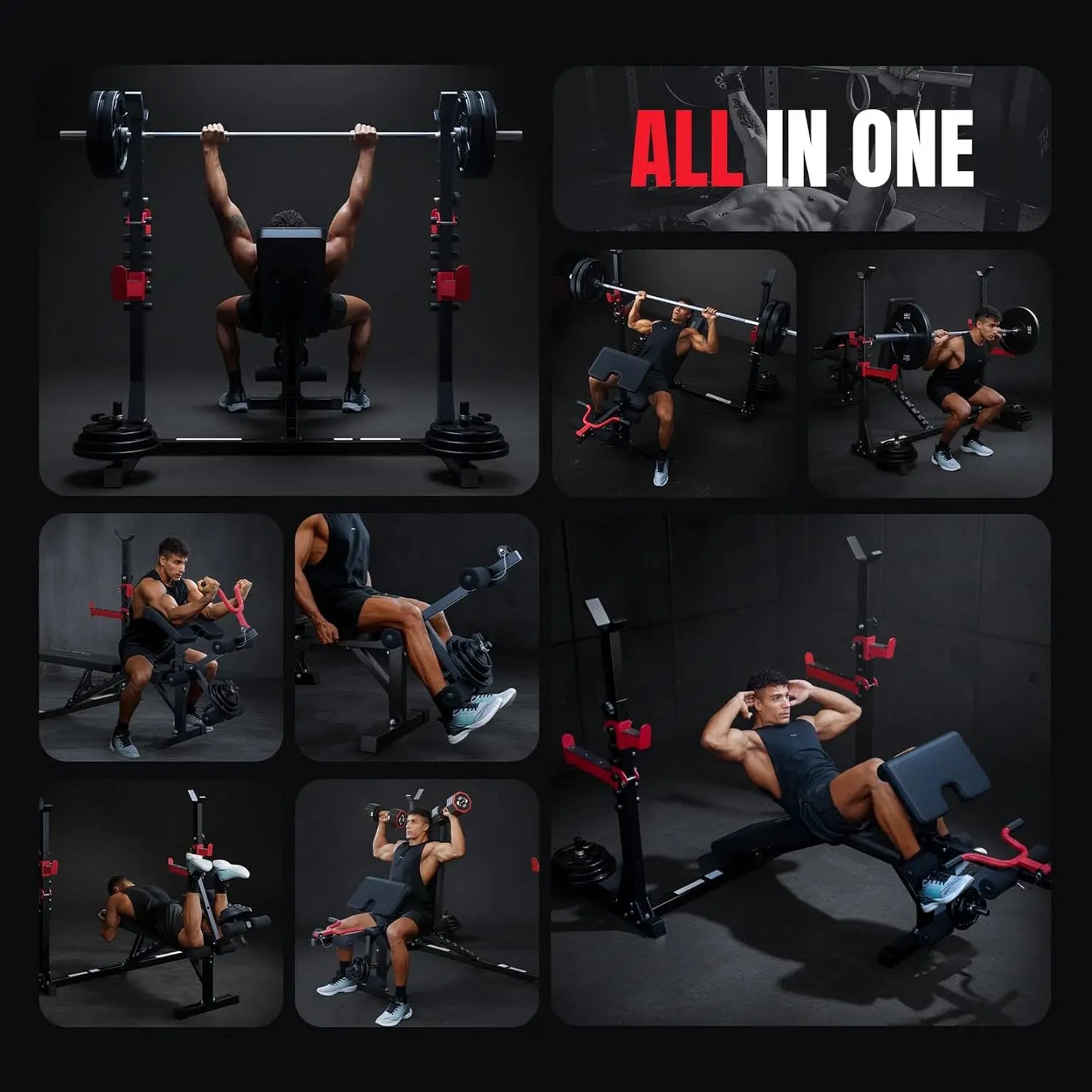Versatile Weight Bench with Rack for Full Body Workouts and Strength Training