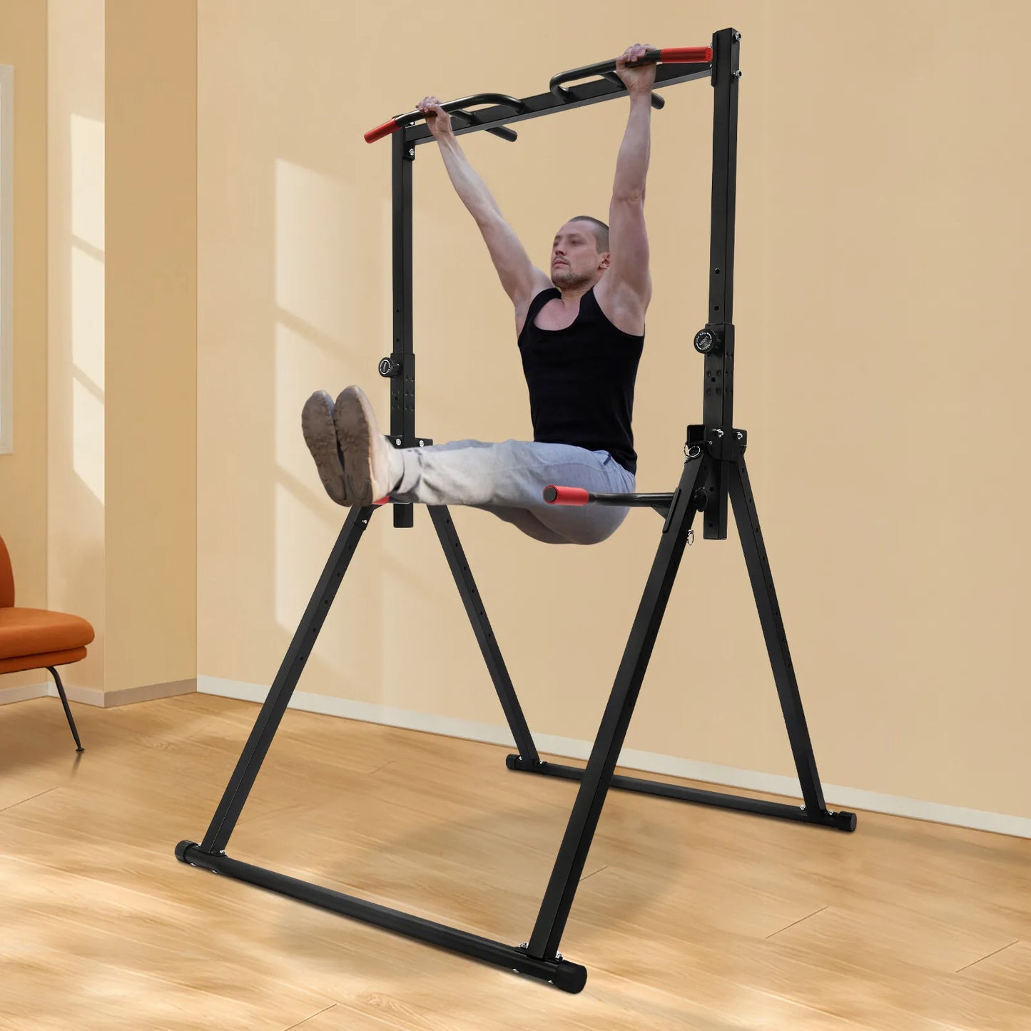 Power Tower Dip Station Adjustable Height Pull Up And Dip