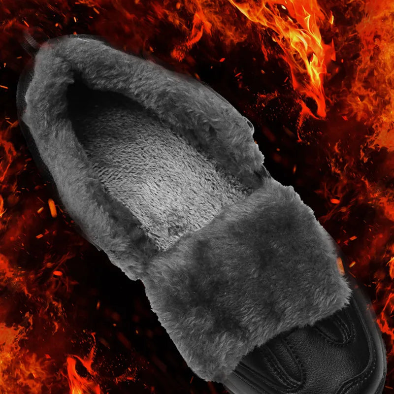 SENLONGBAOCN Winter Mens Boots Warm Snow Leather Waterproof