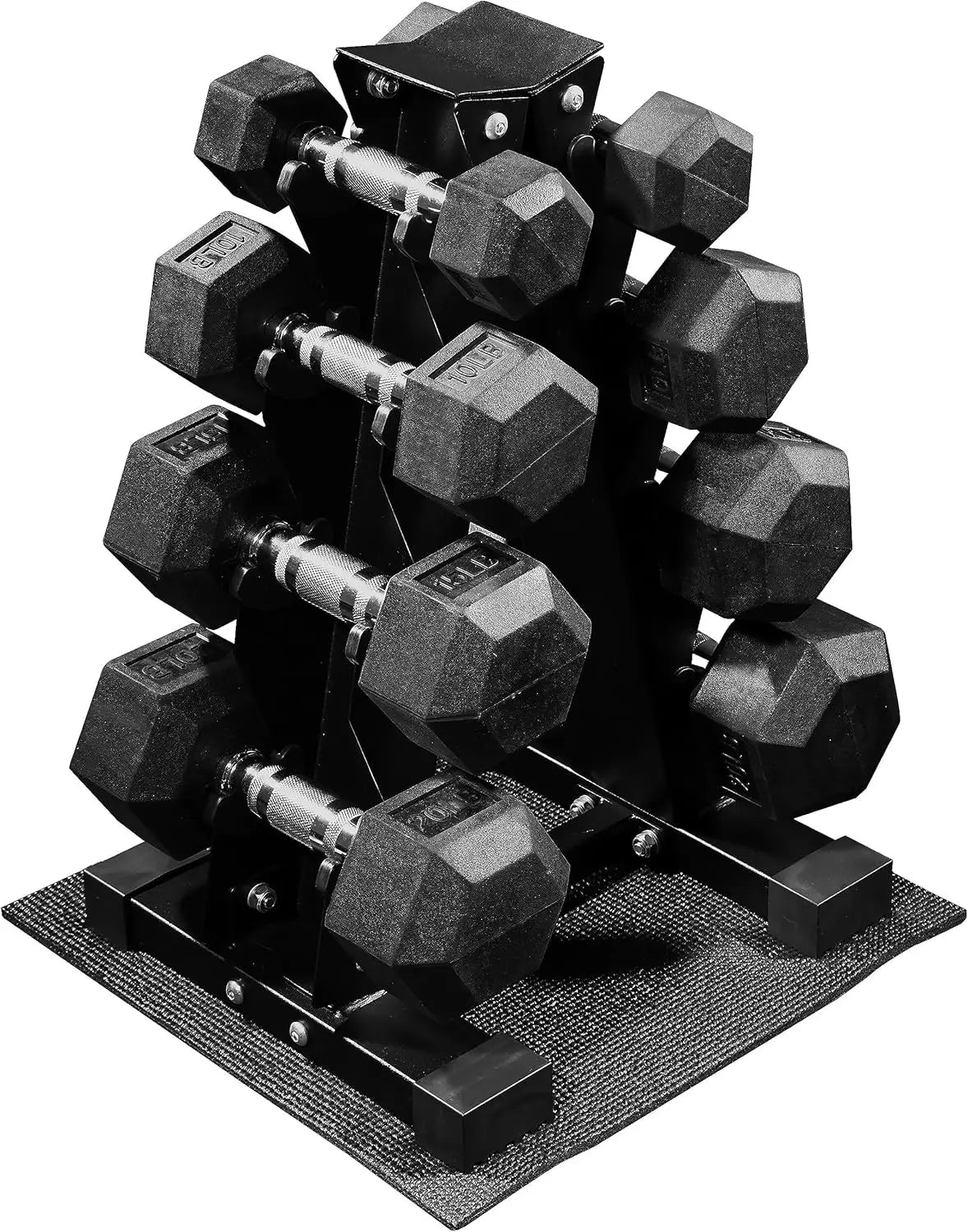 Rubber Hex Dumbbell Set With Storage Rack For Home Gym