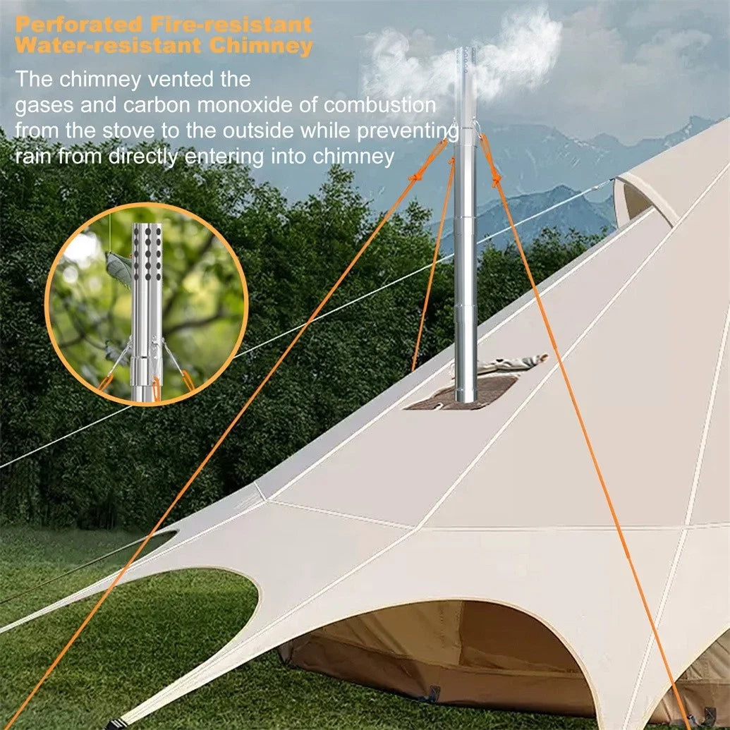 Wood Burning Portable Stove With Stainless Chimney Pipes