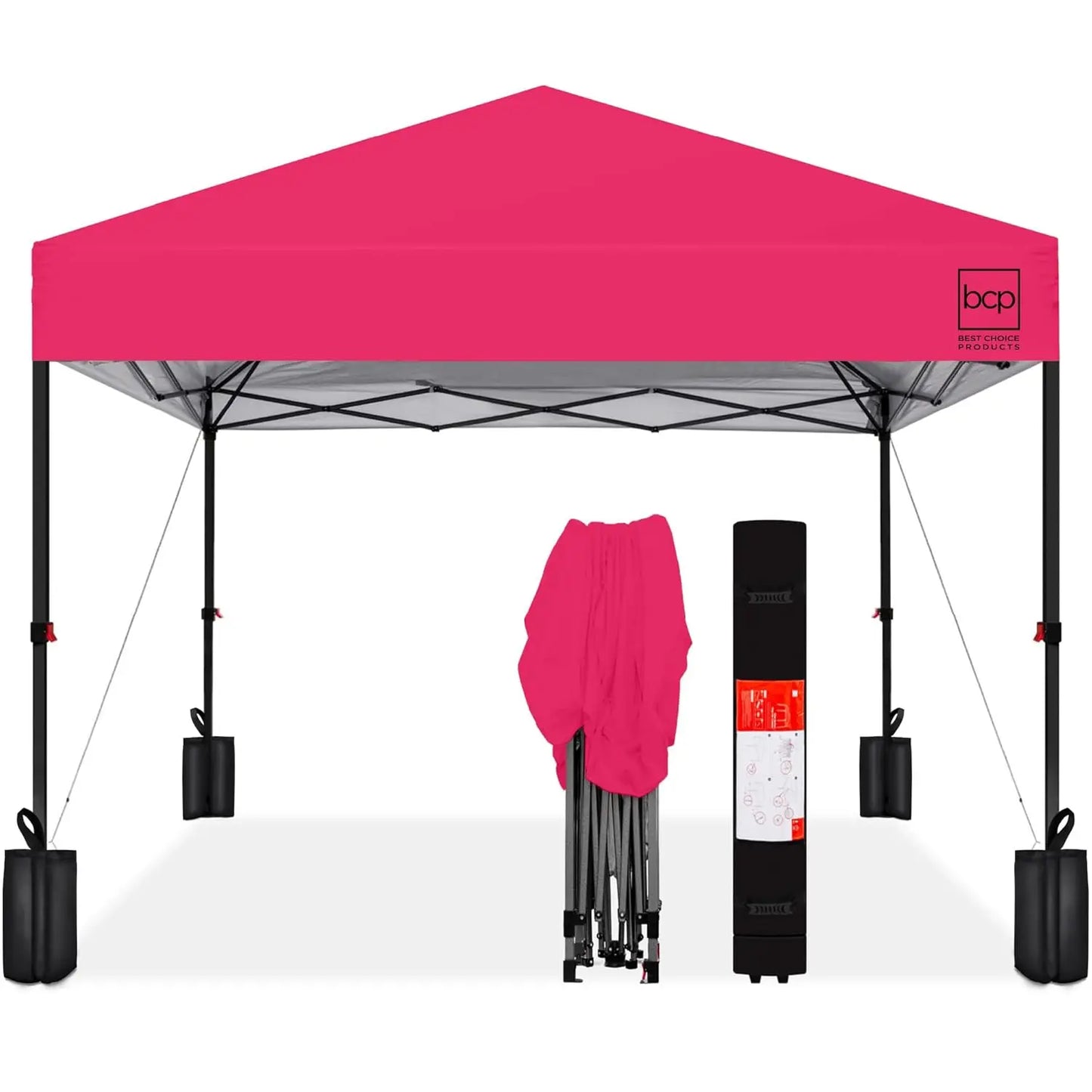 10x10ft 1-Person Setup Pop Up Canopy Tent Instant Portable Shelter w/ 1-Button Push, Case, 4 Weight Bags - Gray, Customized