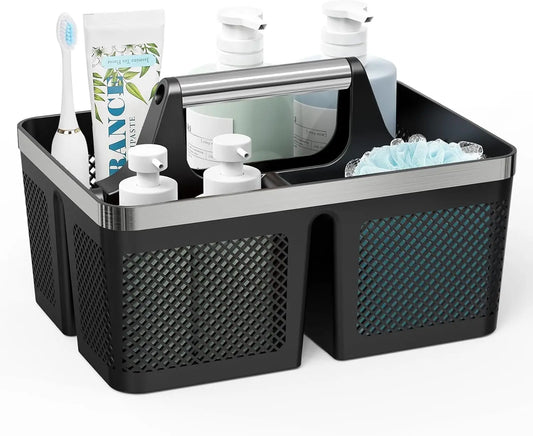 Portable Shower Caddy With Handle And Drain Holes Plastic Bathroom Organizer