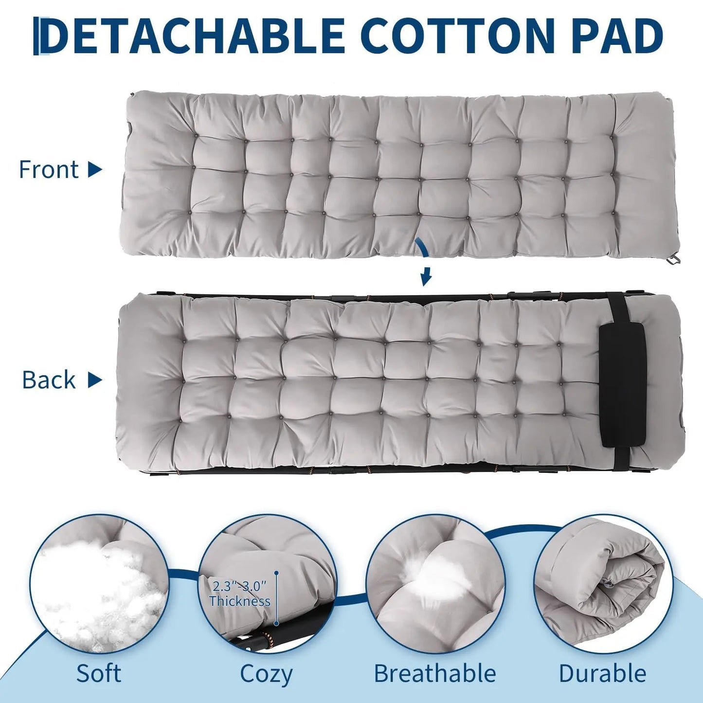 Portable Camping Cot For Adults With Folding Removable Mattress