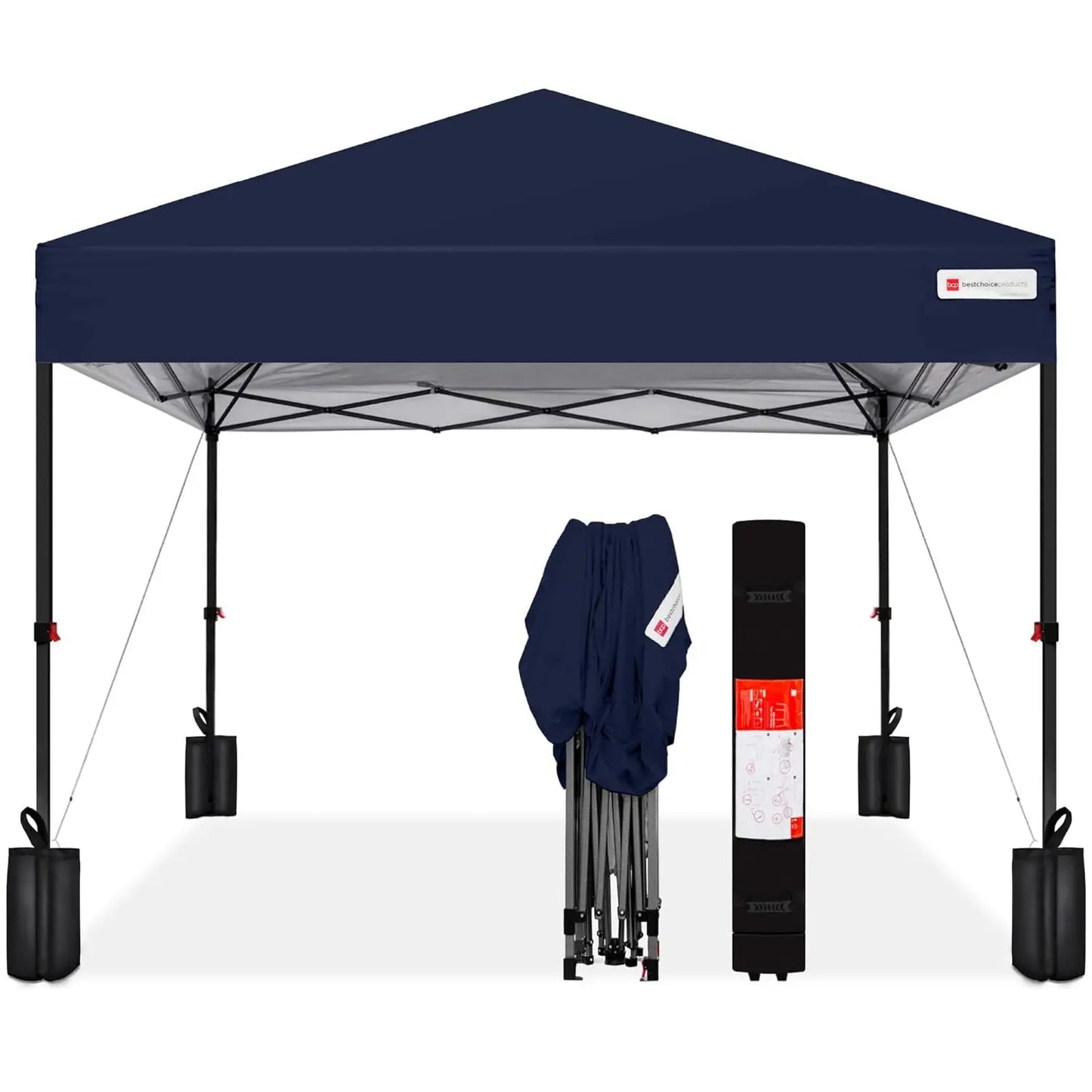 10x10ft 1-Person Setup Pop Up Canopy Tent Instant Portable Shelter w/ 1-Button Push, Case, 4 Weight Bags - Gray, Customized
