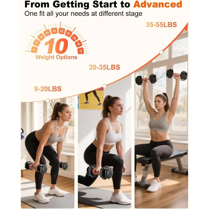 Upgrade Adjustable Dumbbell Set with Rapid Switch for Home Workouts