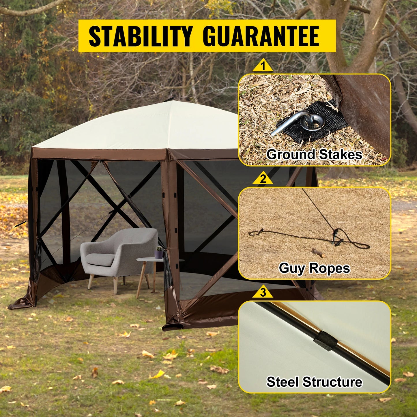 SucceBuy Pop Up Camping Gazebo Canopy Shelter For Outdoors