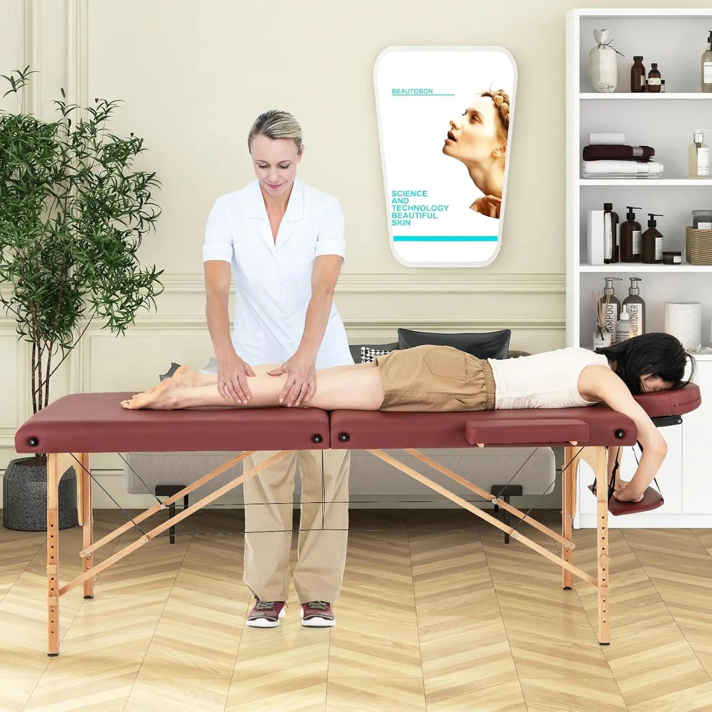 Portable Massage Table With Carrying Case TwoSection Salon Spa Bed