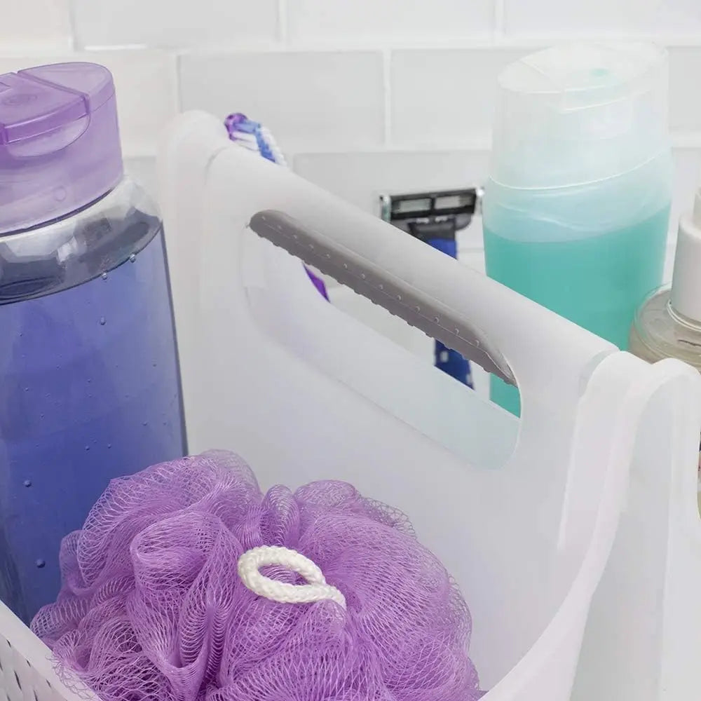 2-Compartment Soft Grip Plastic Shower Caddy With Handle