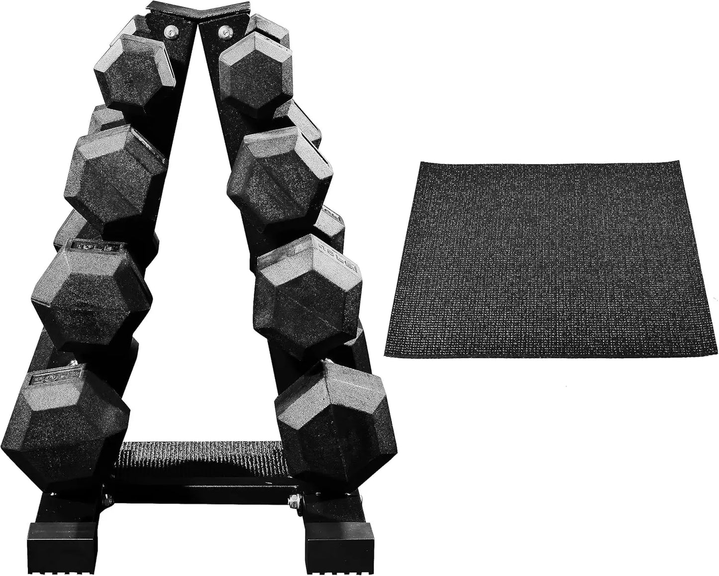Rubber Hex Dumbbell Set With Storage Rack For Home Gym