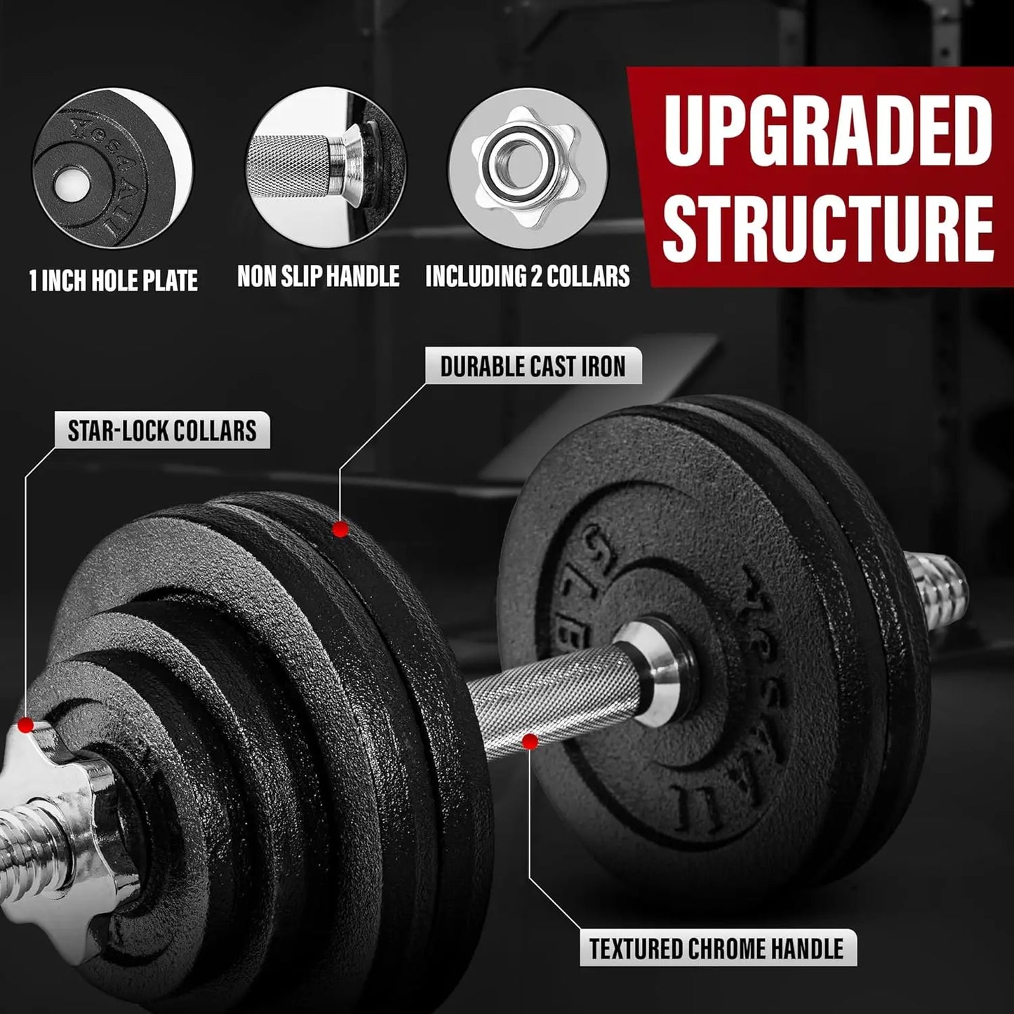 Adjustable Dumbbell Set With Weight Plates And Star Lock Collars