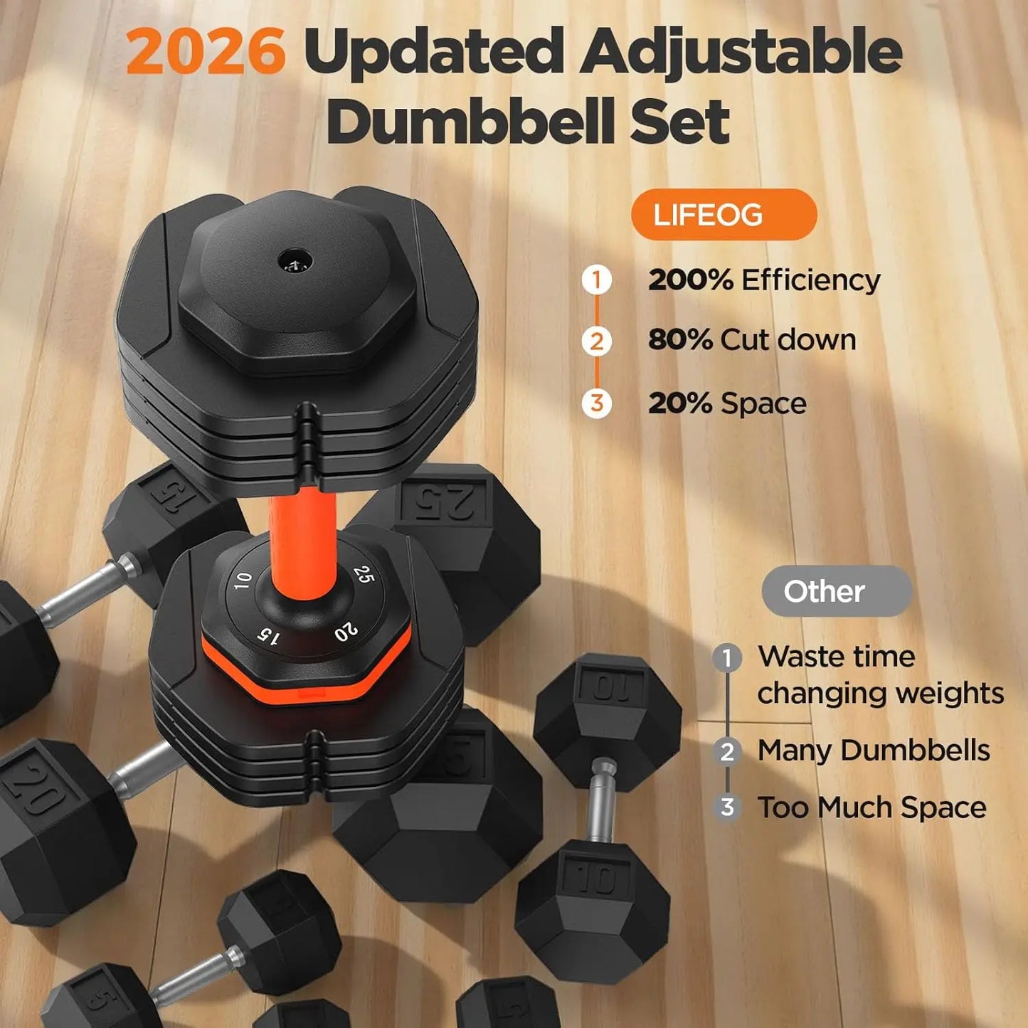 Adjustable Dumbbell Set With Storage Box For Home Gym