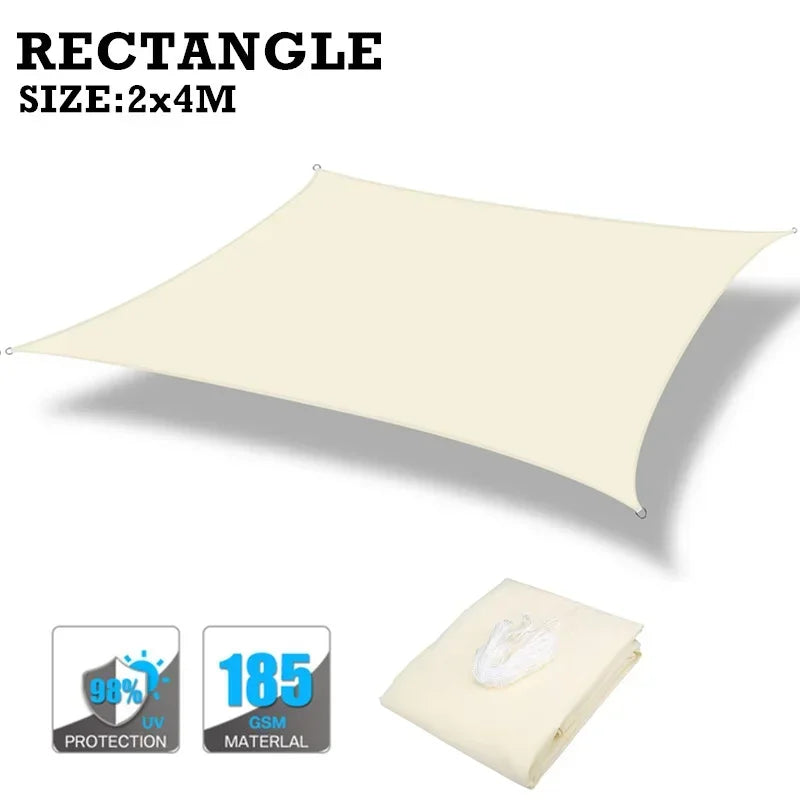 160GSM Waterproof Awning Sunshade Sun Shade Sail For Outdoor Garden Beach Camping Patio Pool Sun Canopy Tent Sun Shelter