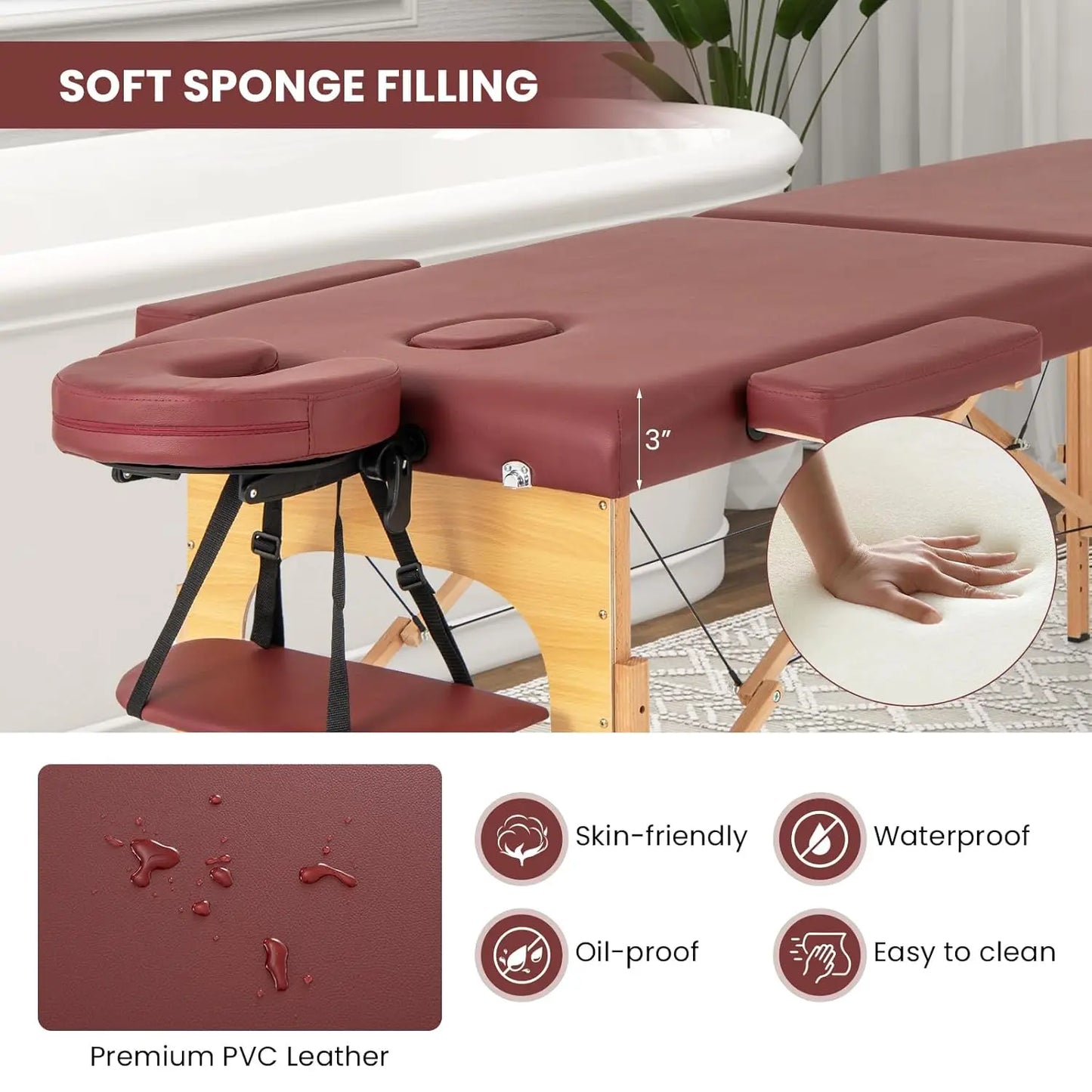 Portable Massage Table With Carrying Case TwoSection Salon Spa Bed