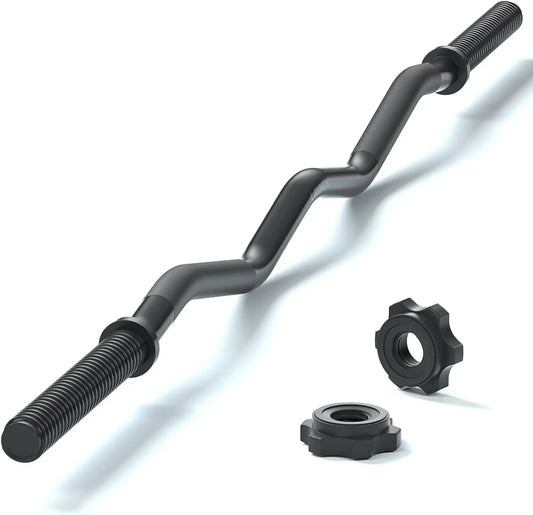 EZ Curl Bar For Weightlifting 220lb Capacity Home Gym
