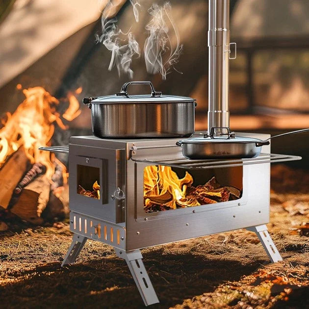 Wood Burning Portable Stove With Stainless Chimney Pipes