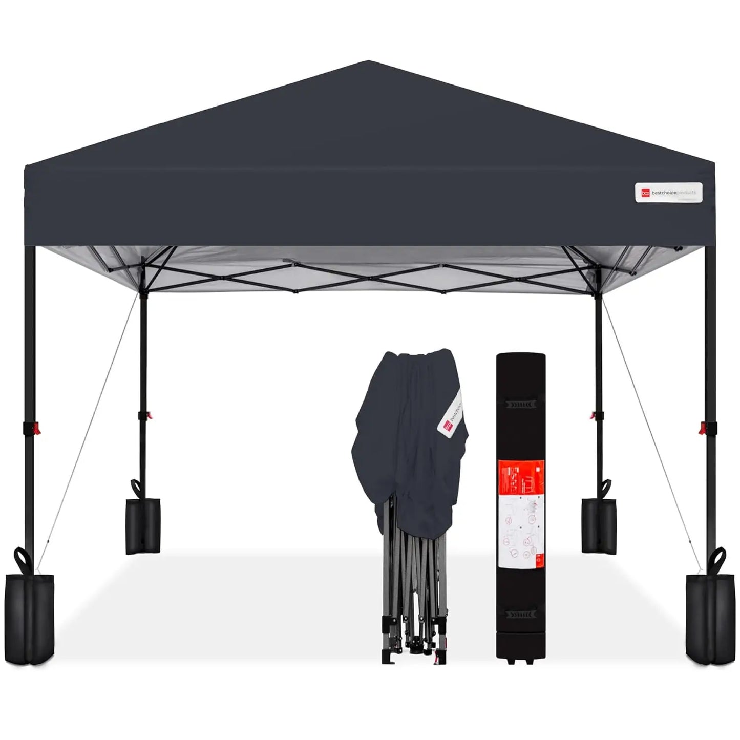 10x10ft 1-Person Setup Pop Up Canopy Tent Instant Portable Shelter w/ 1-Button Push, Case, 4 Weight Bags - Gray, Customized