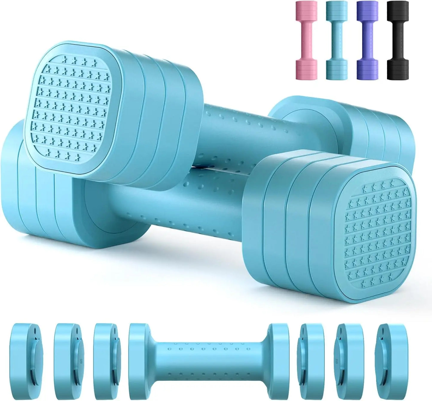 Adjustable Dumbbell Set For Women 4-In-1 With Soft Rubber Handle