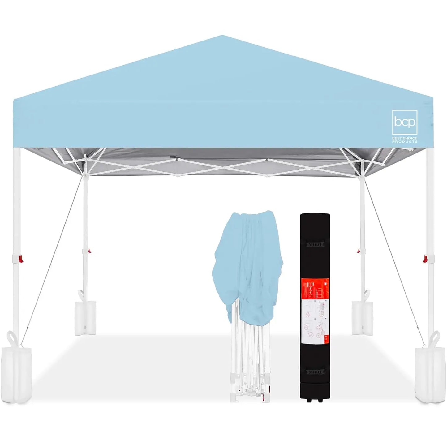 10x10ft 1-Person Setup Pop Up Canopy Tent Instant Portable Shelter w/ 1-Button Push, Case, 4 Weight Bags - Gray, Customized