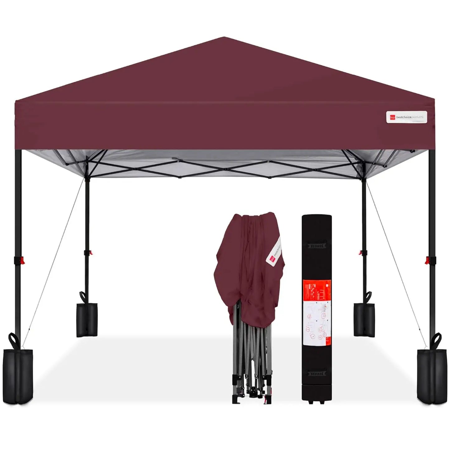 10x10ft 1-Person Setup Pop Up Canopy Tent Instant Portable Shelter w/ 1-Button Push, Case, 4 Weight Bags - Gray, Customized